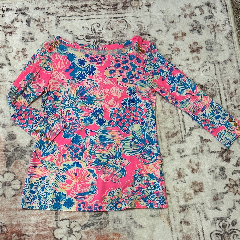 Vibrant Floral Long Sleeve Top, Lilly Pulitzer, size small